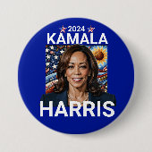 Kamala Harris 2024 Rood, Wit en Blauw Ronde Button 7,6 Cm (Voorkant)