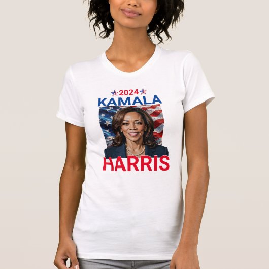 Kamala Harris 2024 rood, wit en blauw T-shirt (Voorkant)