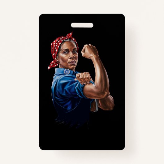 Kamala Harris 2024 Rosie De Riveter Kinderloze Kat Badge (Voorkant)