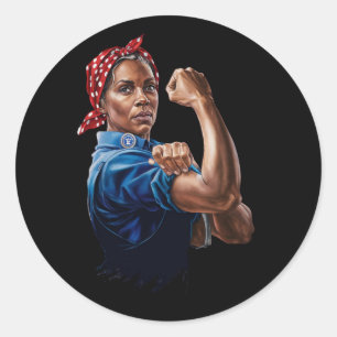 Kamala Harris 2024 Rosie De Riveter Kinderloze Kat Ronde Sticker