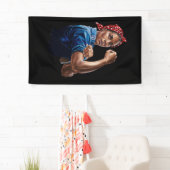 Kamala Harris 2024 Rosie De Riveter Kinderloze Kat Spandoek (Insitu)