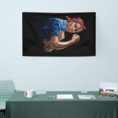 Kamala Harris 2024 Rosie De Riveter Kinderloze Kat Spandoek (Beurs)