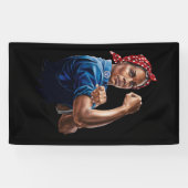 Kamala Harris 2024 Rosie De Riveter Kinderloze Kat Spandoek (Horizontaal)