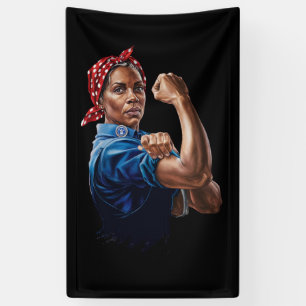 Kamala Harris 2024 Rosie De Riveter Kinderloze Kat Spandoek