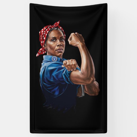 Kamala Harris 2024 Rosie De Riveter Kinderloze Kat Spandoek (Verticaal)