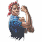 Kamala Harris 2024 Rosie De Riveter Kinderloze Kat Sticker (Voorkant)