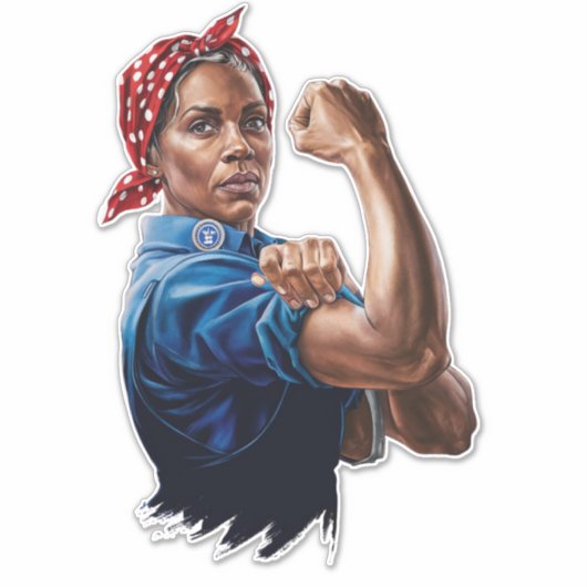 Kamala Harris 2024 Rosie De Riveter Kinderloze Kat Sticker (Voorkant)