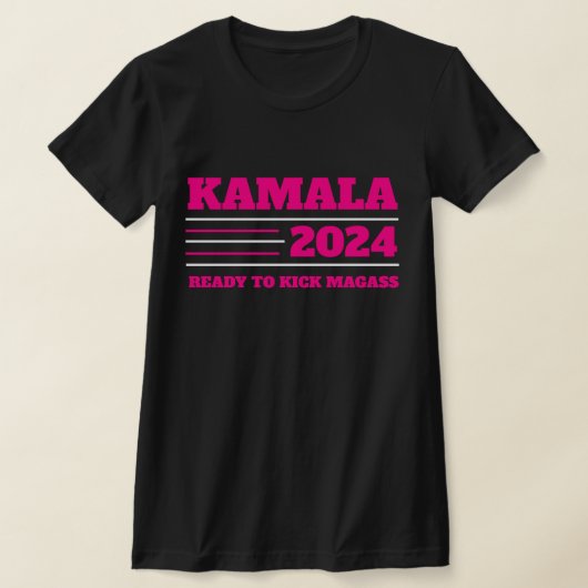 Kamala Harris 2024 Roze en Wit T-shirt (Laagn)