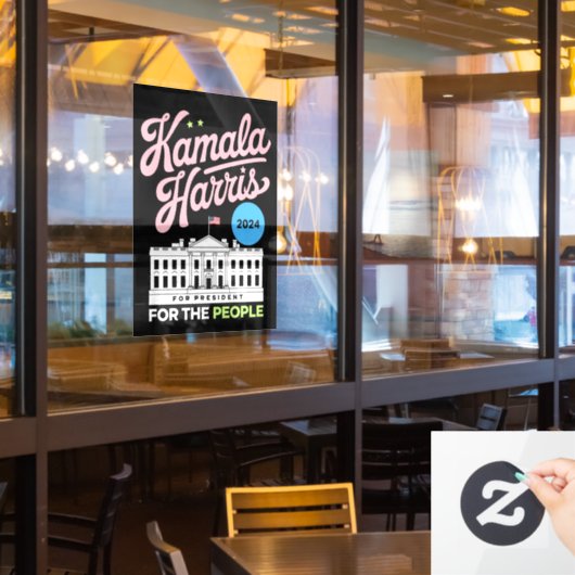 Kamala Harris 2024 sociaal-democraat stem blauw Raamsticker (Restaurant Raam)