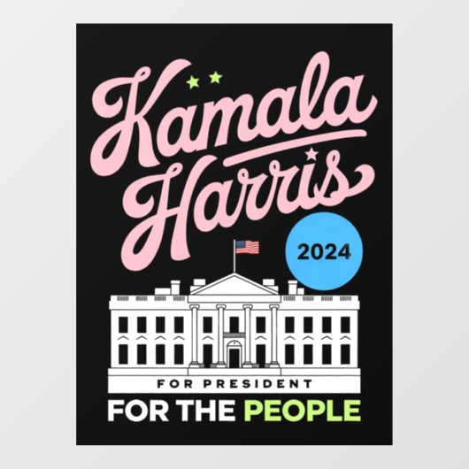 Kamala Harris 2024 sociaal-democraat stem blauw Raamsticker (Vel)