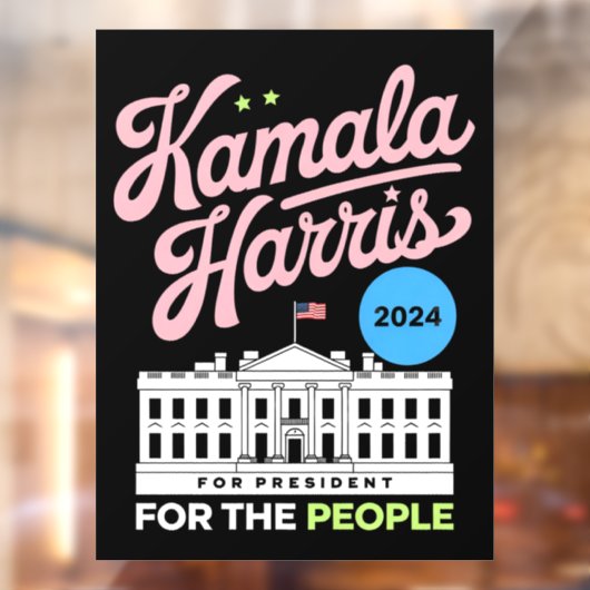 Kamala Harris 2024 sociaal-democraat stem blauw Raamsticker (Vel 2)