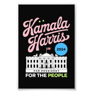 Kamala Harris 2024 Sociaal Democratische Stem Blau Foto Afdruk