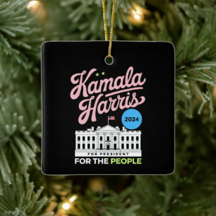 Kamala Harris 2024 Sociaal Democratische Stem Blau Keramisch Ornament