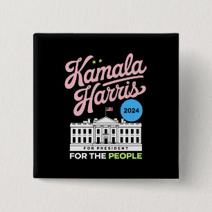 Kamala Harris 2024 Sociaal Democratische Stem Blau Vierkante Button 5,1 Cm