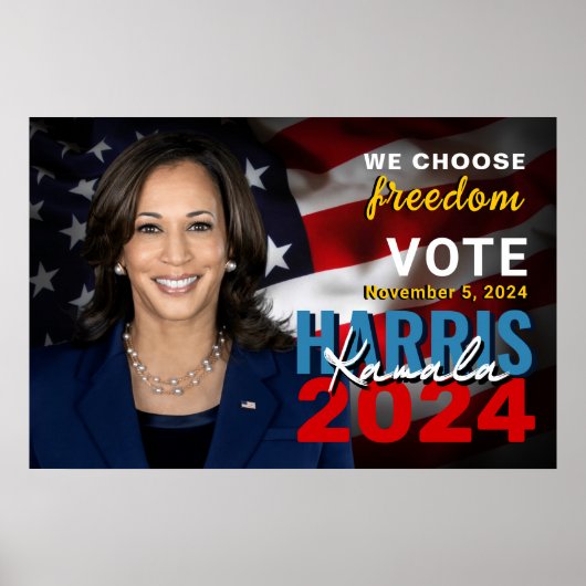 Kamala Harris 2024 Stemmen Patriottische Campagne Poster (Voorkant)