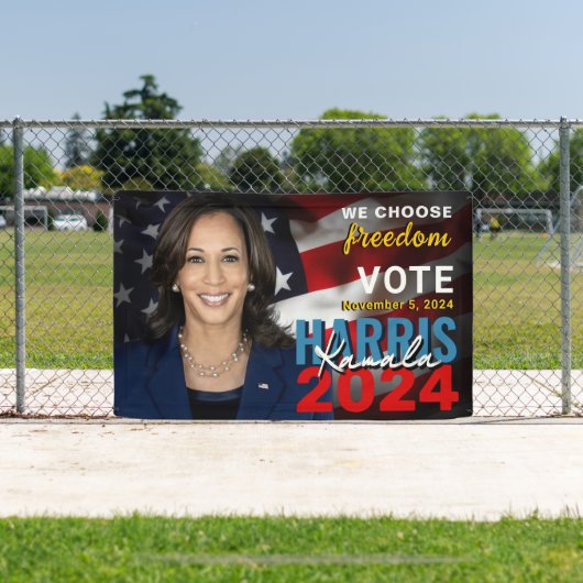 Kamala Harris 2024 Stemmen Patriottische Campagne Spandoek (Insitu)