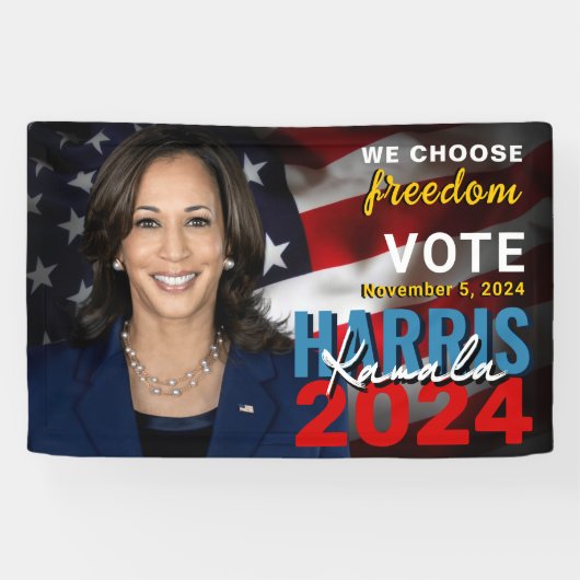 Kamala Harris 2024 Stemmen Patriottische Campagne Spandoek (Horizontaal)