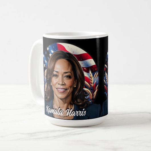 Kamala Harris 2024 Sterren en strepen Koffiemok (Voorkant links)