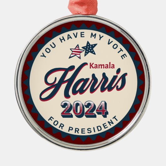 Kamala Harris 2024 | U heeft mijn stem Metalen Ornament (Voorkant)