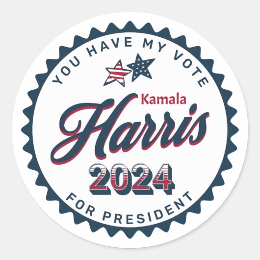 Kamala Harris 2024 | U heeft mijn stem Ronde Sticker (Voorkant)