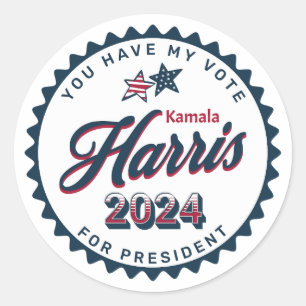 Kamala Harris 2024   U heeft mijn stem Ronde Sticker