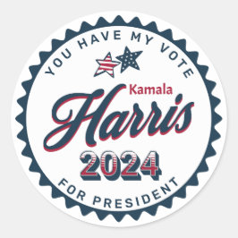 Kamala Harris 2024 | U heeft mijn stem Ronde Sticker