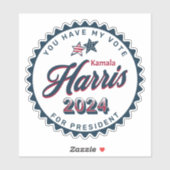 Kamala Harris 2024 | U heeft mijn stem Sticker (Vel)