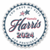 Kamala Harris 2024 | U heeft mijn stem Sticker (Voorkant)