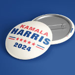 Kamala Harris 2024 verkiezing Pinback Button<br><div class="desc">Eenvoudig Modern blauw en rood op ivoor wit Stem Kamala Harris 2024 Verkiezing afneembare ronde knop pin</div>