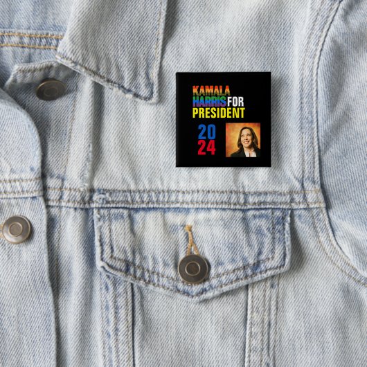 Kamala Harris 2024 Vierkante Button 5,1 Cm (In situ)