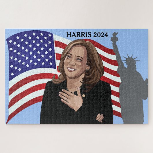 Kamala Harris 2024 Vlag Vrijheidsbeeld Legpuzzel (Horizontaal)