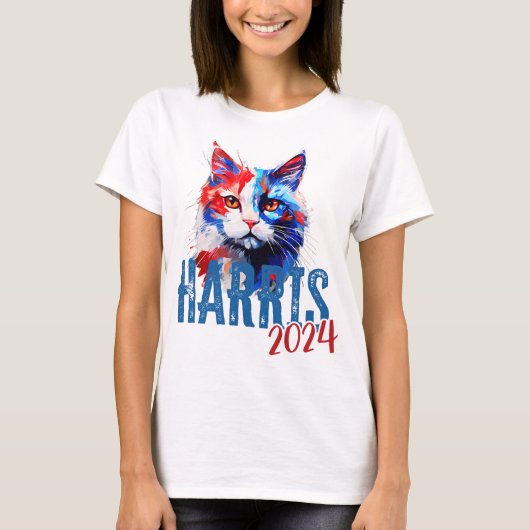 Kamala Harris 2024 voor Cat T-shirt (Voorkant)