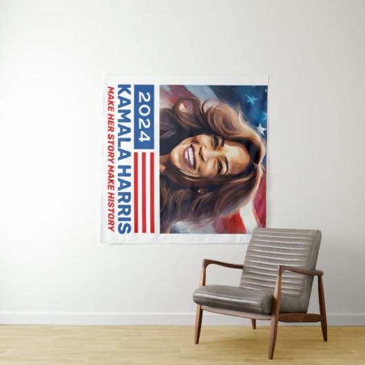 Kamala Harris 2024 voor President Banners Wandkleed (In Situ (horizontaal))