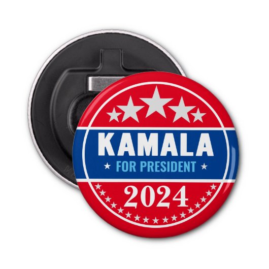 Kamala Harris 2024 voor President Button Flesopener (Voorkant)