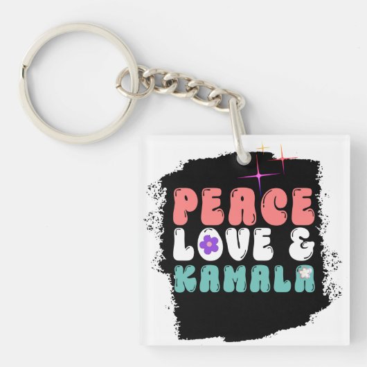 Kamala Harris 2024 voor President Groovy Sleutelhanger (voorkant)