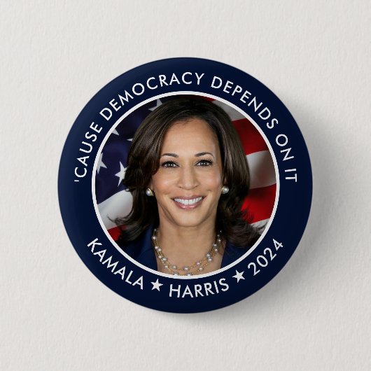 Kamala Harris 2024 voor President met Foto Ronde Button 5,7 Cm (Voorkant)