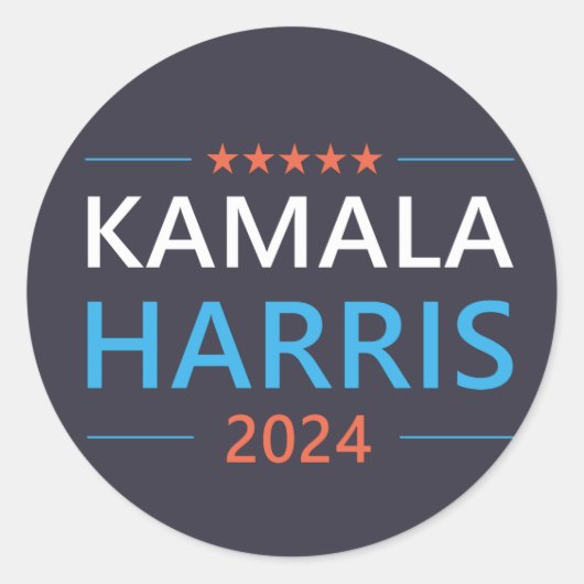 Kamala Harris 2024 voor President Ronde Sticker (Voorkant)