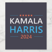 Kamala Harris 2024 voor President Wijn Etiket (Enkel label)