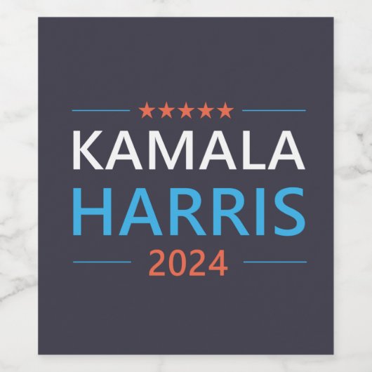 Kamala Harris 2024 voor President Wijn Etiket (Enkel label)