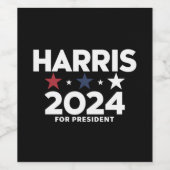 Kamala Harris 2024 voor verkiezingscampagne in Pre Wijn Etiket (Enkel label)