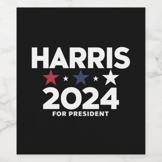 Kamala Harris 2024 voor verkiezingscampagne in Pre Wijn Etiket (Enkel label)