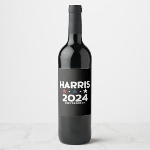 Kamala Harris 2024 voor verkiezingscampagne in Pre Wijn Etiket