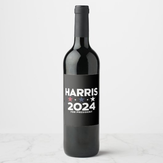 Kamala Harris 2024 voor verkiezingscampagne in Pre Wijn Etiket (Voorkant)