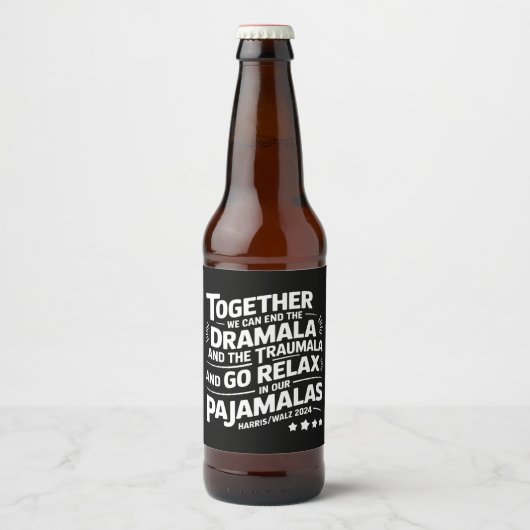 Kamala Harris 2024 We Can End Dramala Traumala Bier Etiket (Voorkant)