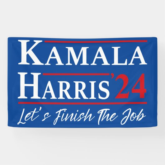 Kamala Harris '24 - Laten we het werk afmaken Spandoek (Horizontaal)