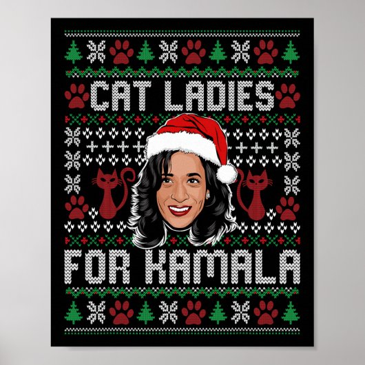 Kamala Harris 24 lelijke kerstkattendames voor Kam Poster (Voorkant)