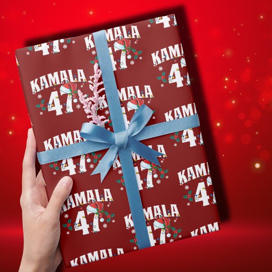 Kamala Harris 47 President Vrolijk Kerstman Cadeaupapier