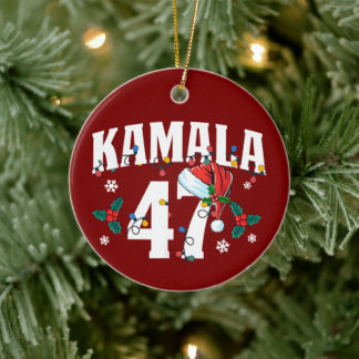 Kamala Harris 47 President Vrolijk Kerstman Keramisch Ornament