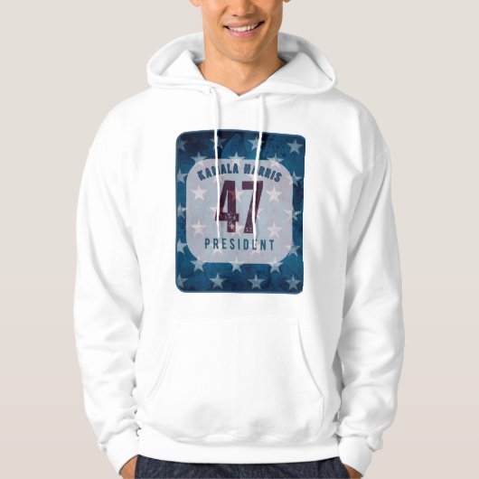 Kamala Harris 47 President. Wit Hoodie (Voorkant)