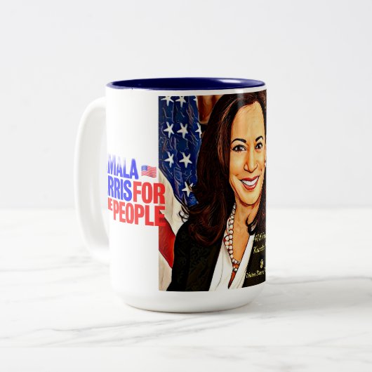 Kamala-Harris-47th-President-USA_ Tweekleurige Koffiemok (Voorkant links)